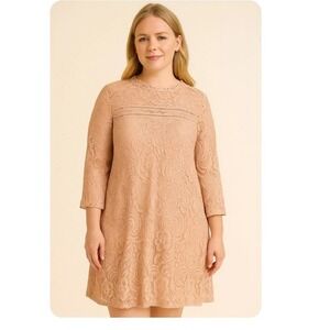 Speechless Women's Large L‎ light Pink Lined Dress  Floral Lace Collar Fairy